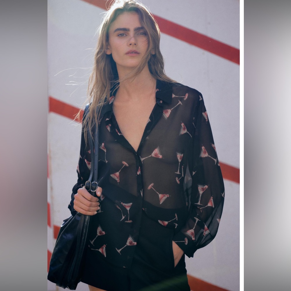 Zara Semi-Sheer Printed Shirt